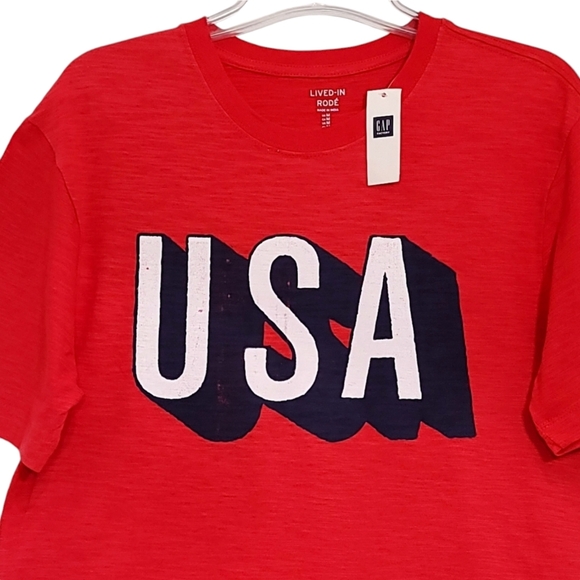 NWT GAP Factory Lived- In Rode USA T Shirt Men's Medium - Picture 2 of 3
